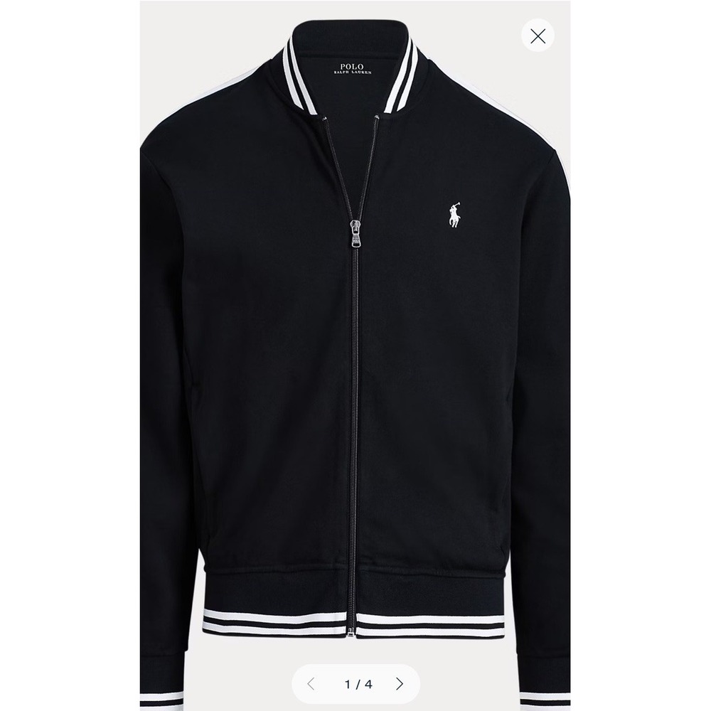 Polo Ralph Lauren Baseball Track Jacket Size S Athliesure Black Cotton Full Zip - Picture 3 of 16